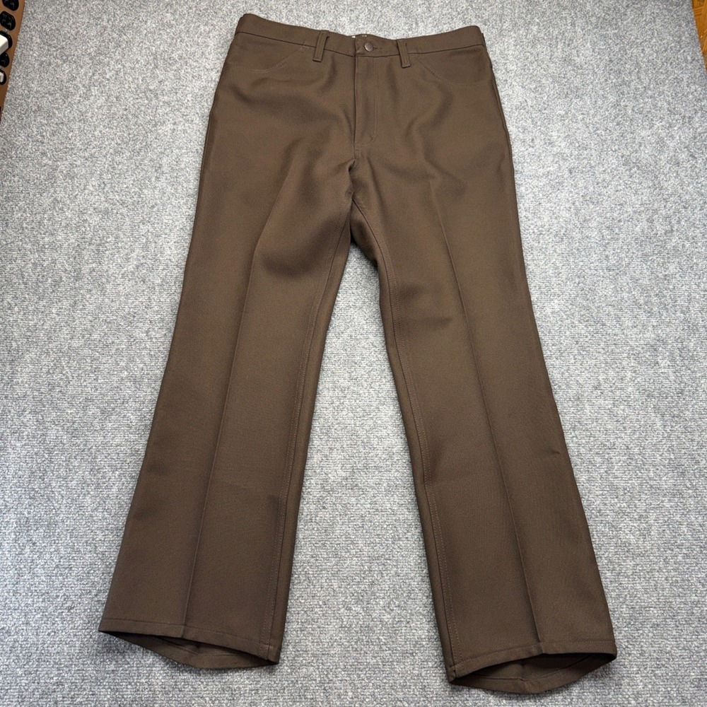 Wrangler Wrancher Dress Jeans Mens 36x31 Brown Polyester Stretch Twill 82BN